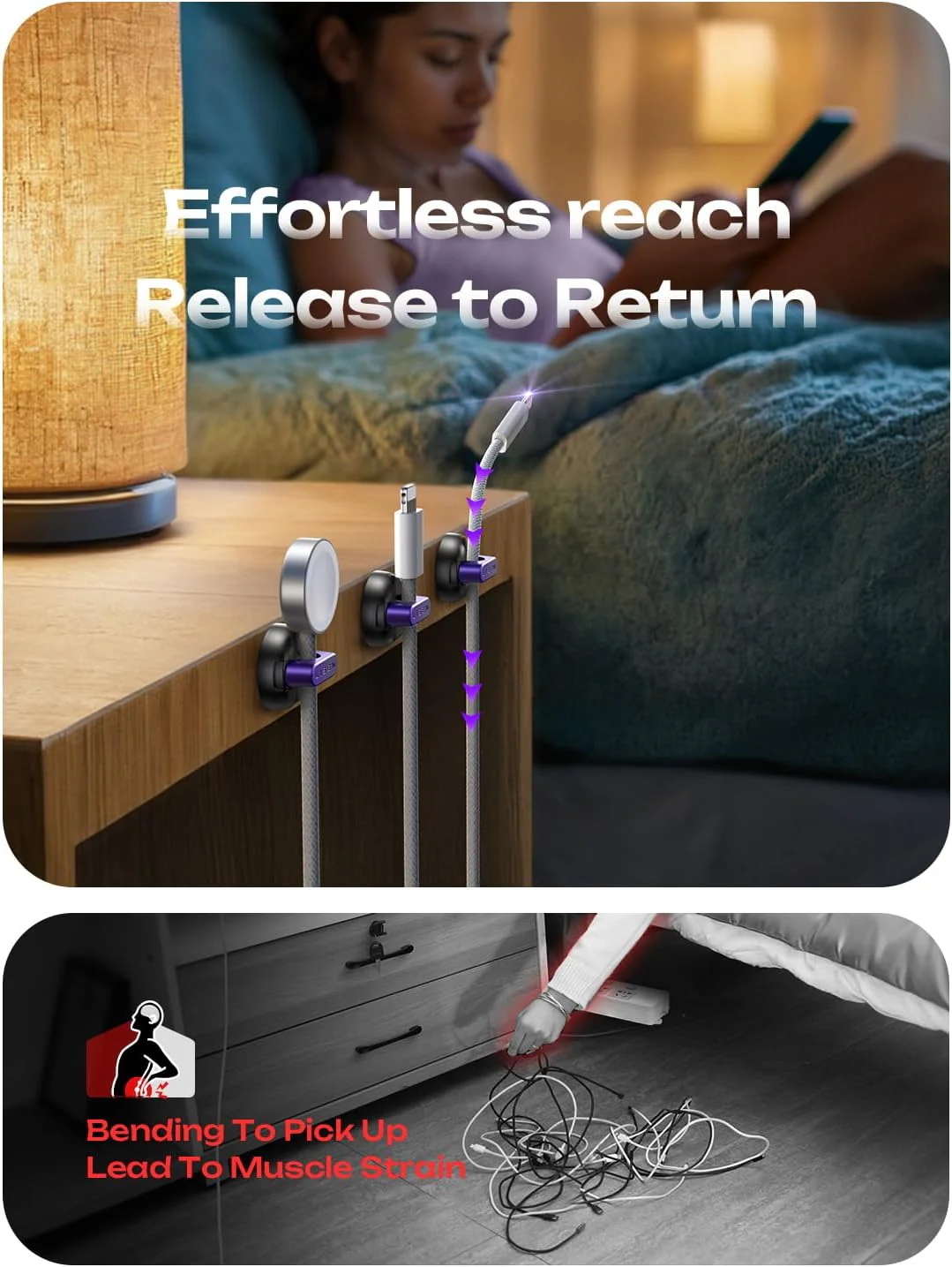 8-Pack Desk Cord Organizers [1S Snap-On] Charging Cable Holder - Image 6