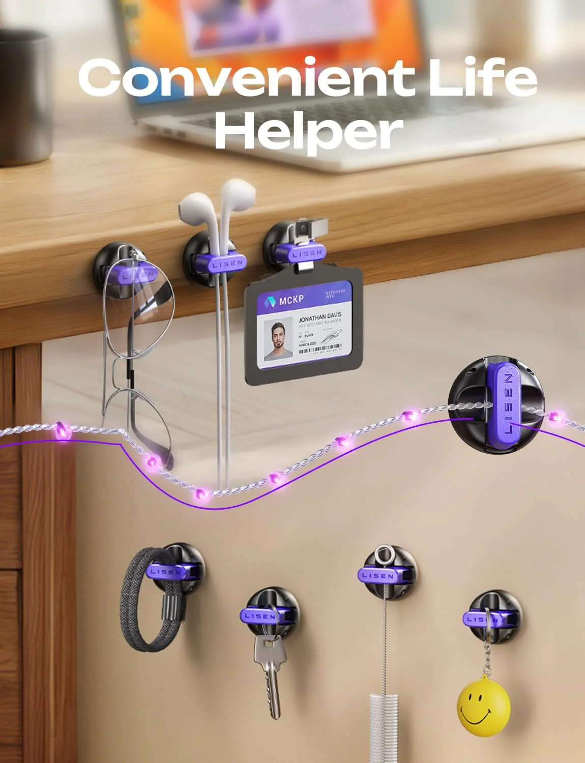 8-Pack Desk Cord Organizers [1S Snap-On] Charging Cable Holder - Image 8