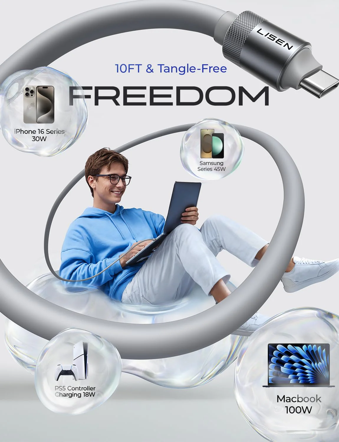LISEN 10FT USB C Cable - Image 3