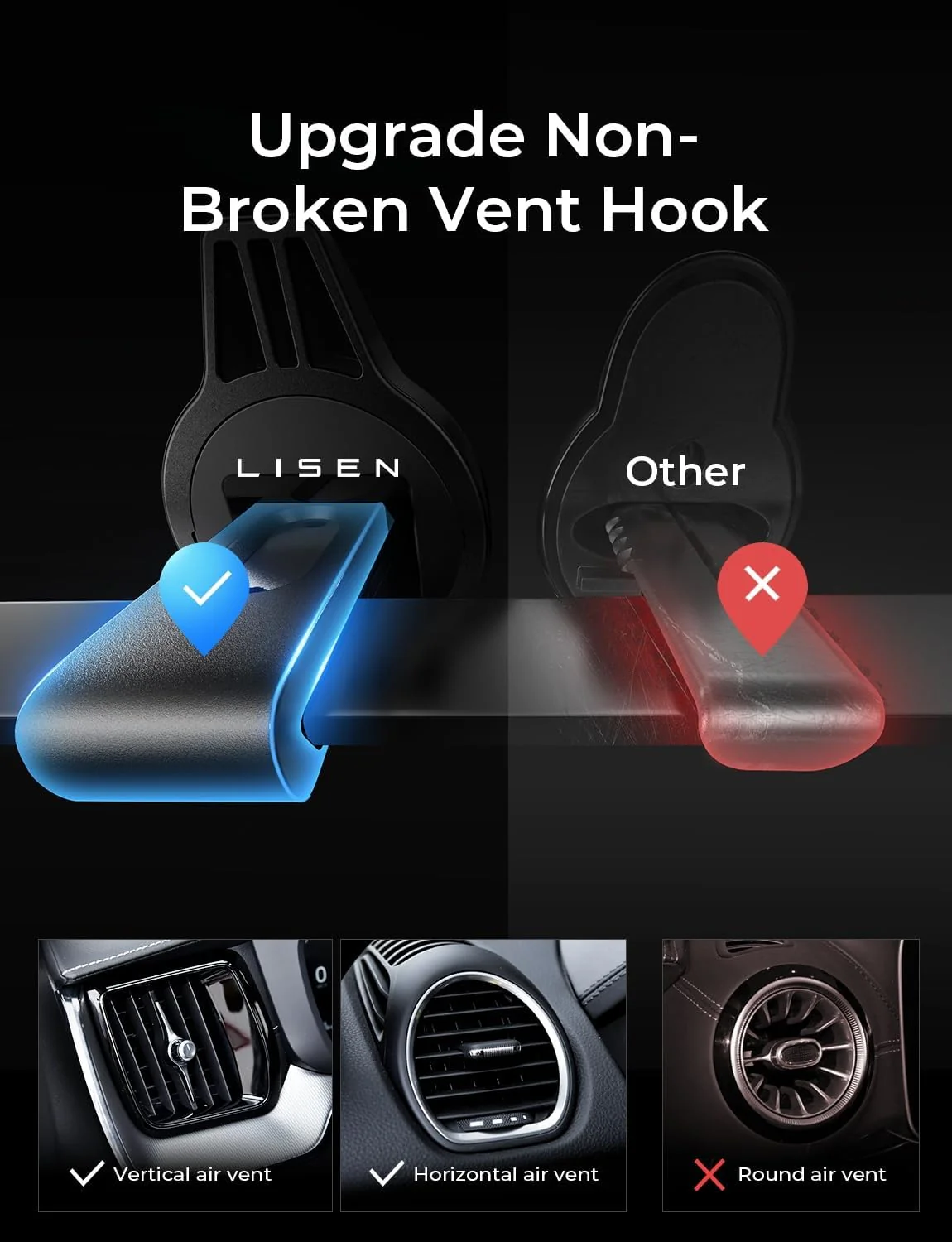 LISEN 2 Pack MagSafe Car Mount Air Vent Phone Holder - Image 4