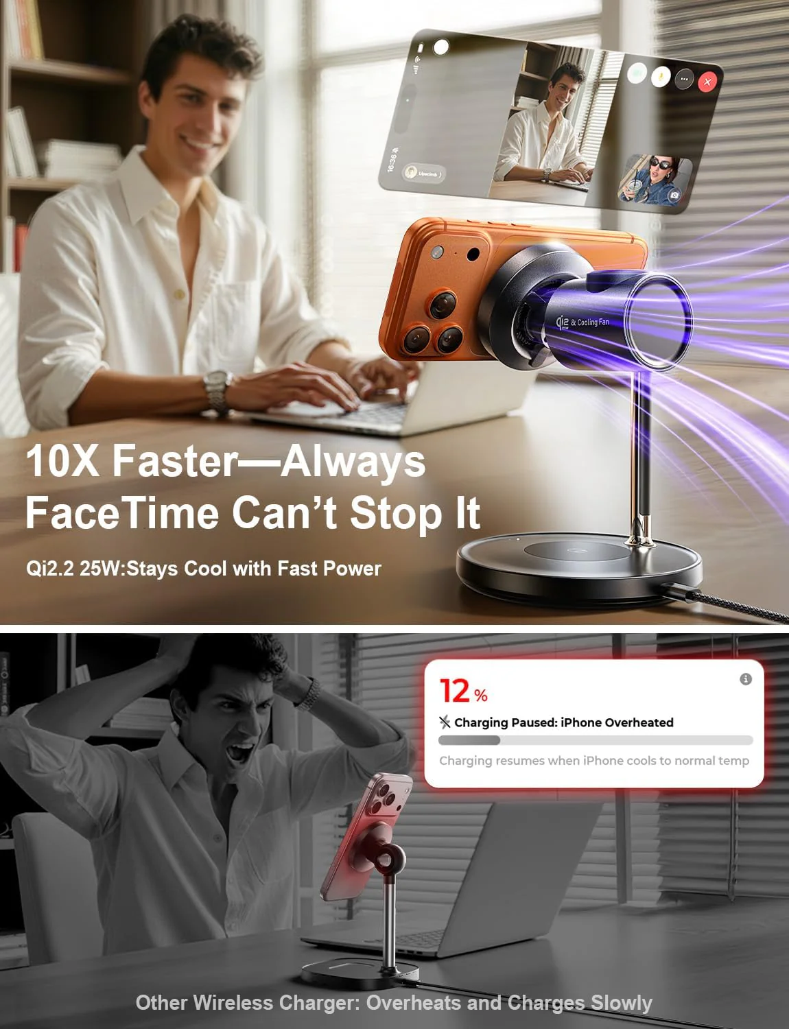 LISEN 3-in-1 Qi2.2 MagSafe Charging Stand with Cooling Fan - Image 4