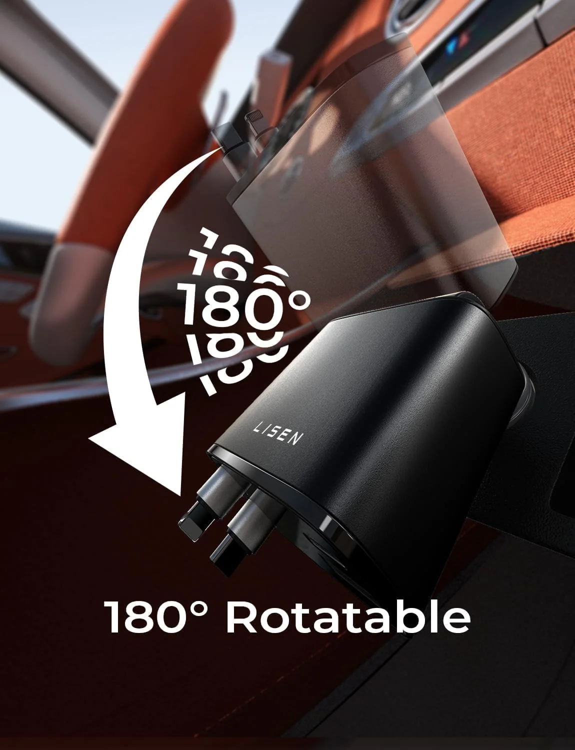 LISEN 4-in-1 69W Retractable Car Charger - Image 8