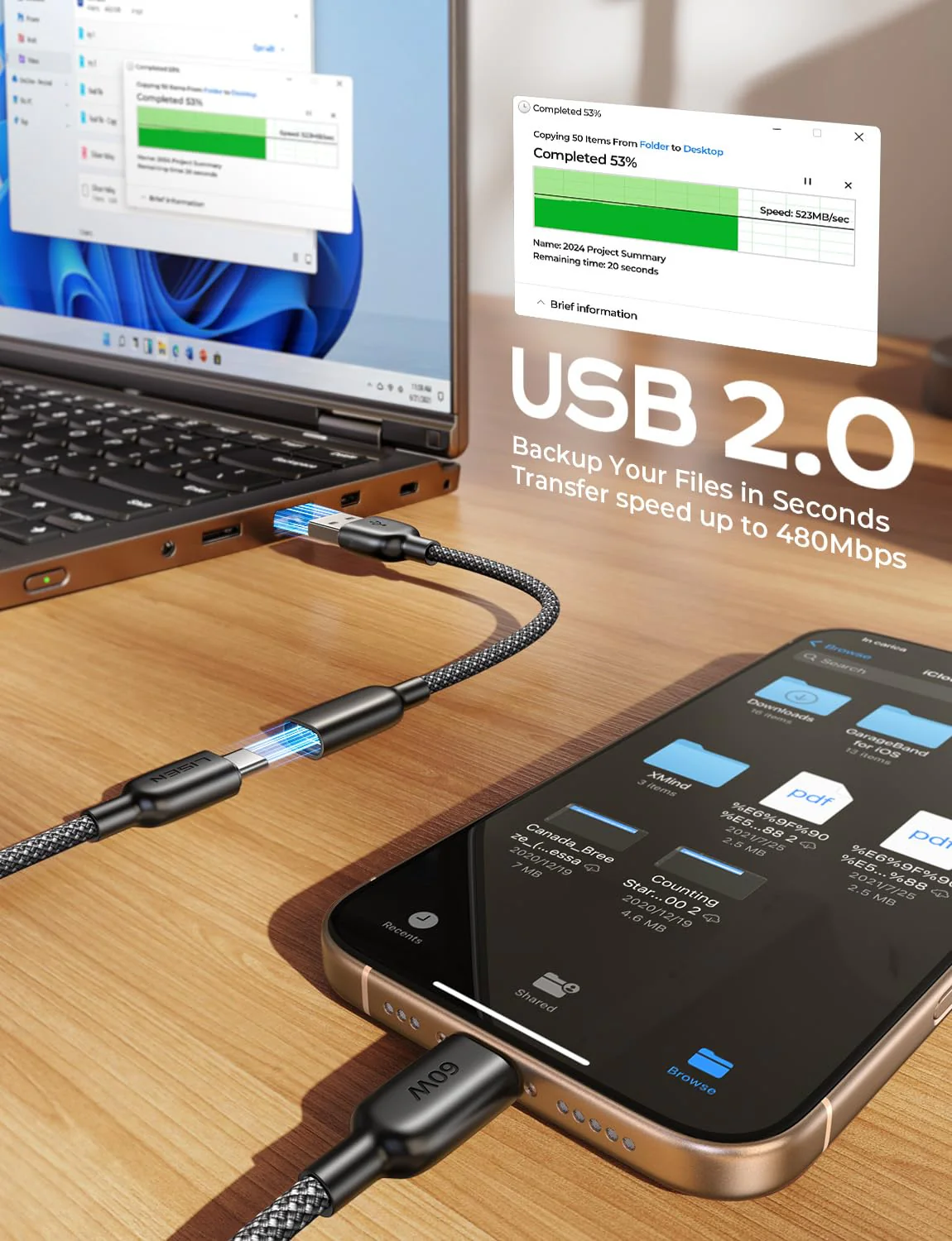 LISEN 4 in 1 Charging Cable, 4-Pack[1.65+1.65+6.6+6.6FT] - Image 6