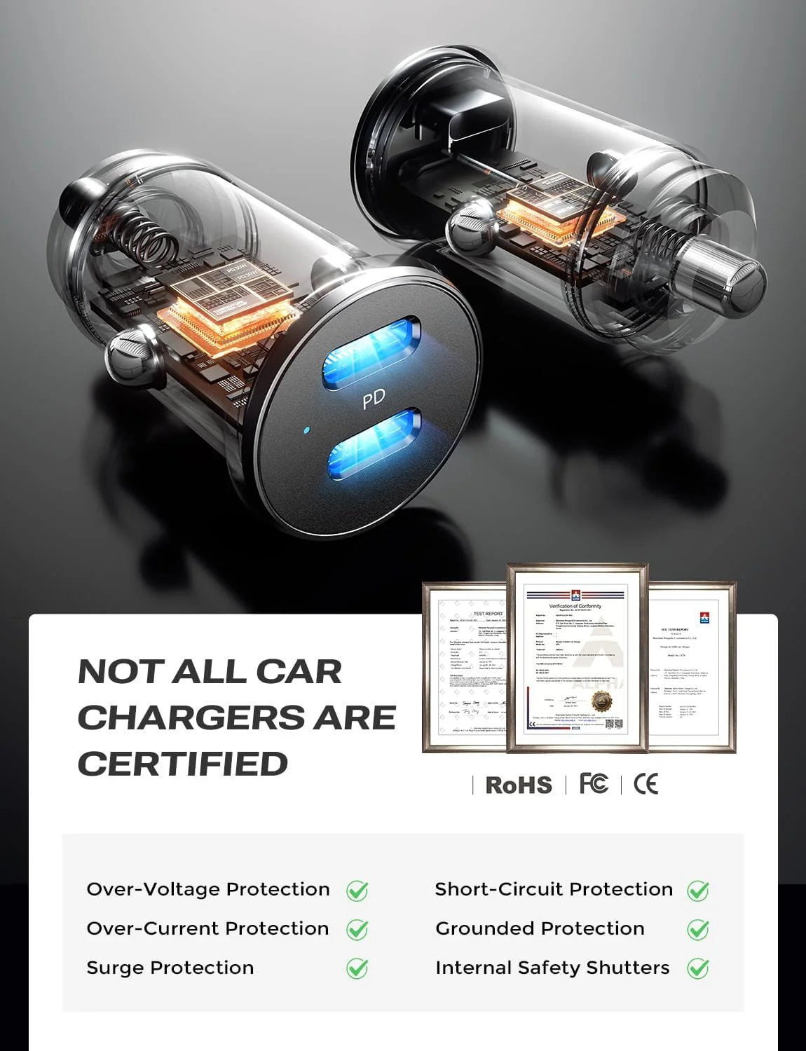 LISEN 60W Dual Port USB C Cigarette Lighter Car Charger - Image 4