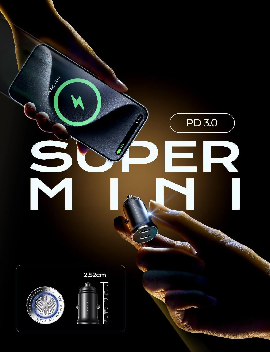 LISEN 60W Dual Port USB C Cigarette Lighter Car Charger - Image 7