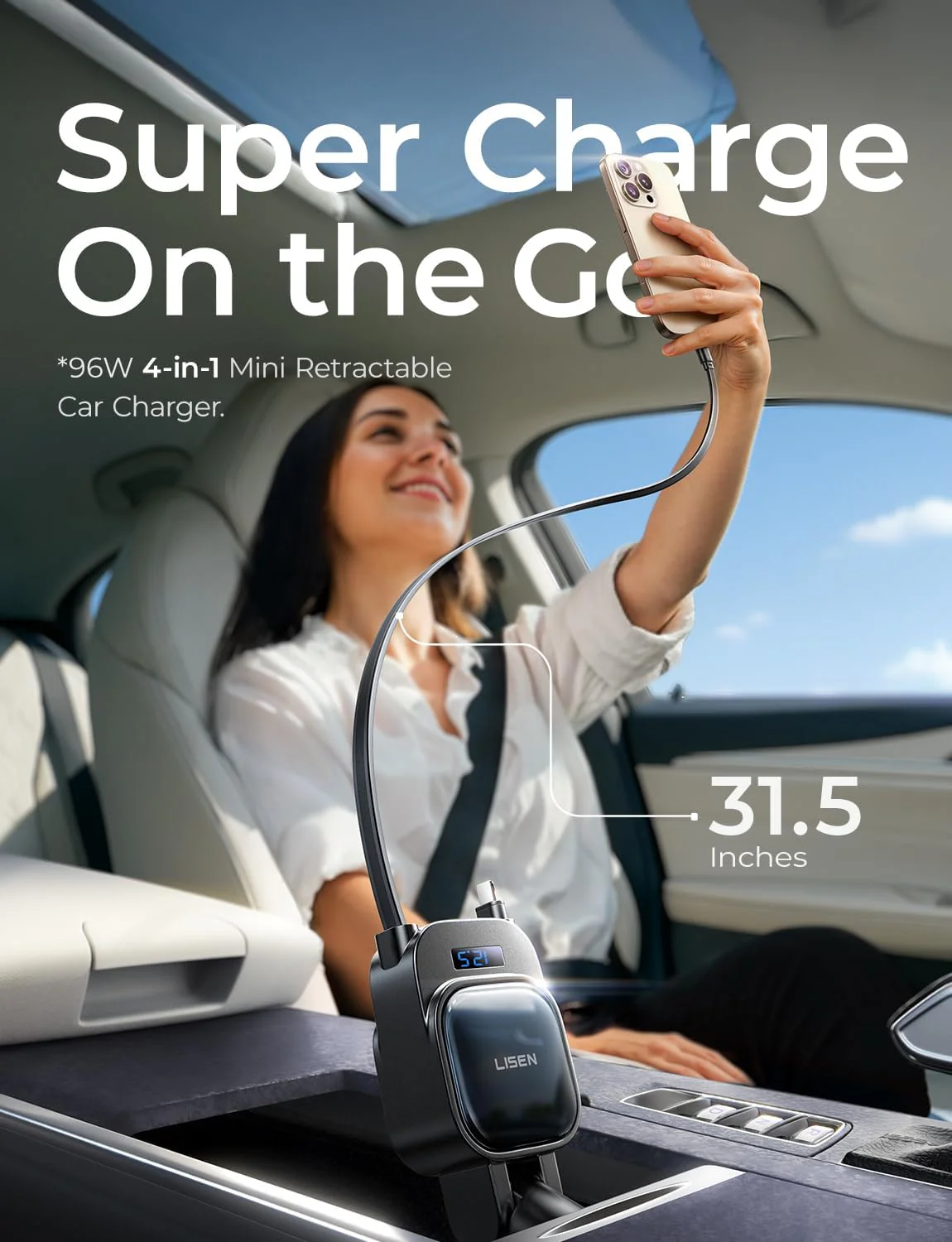 LISEN for iPhone 17 Pro Max Retractable Car Charger - Image 6