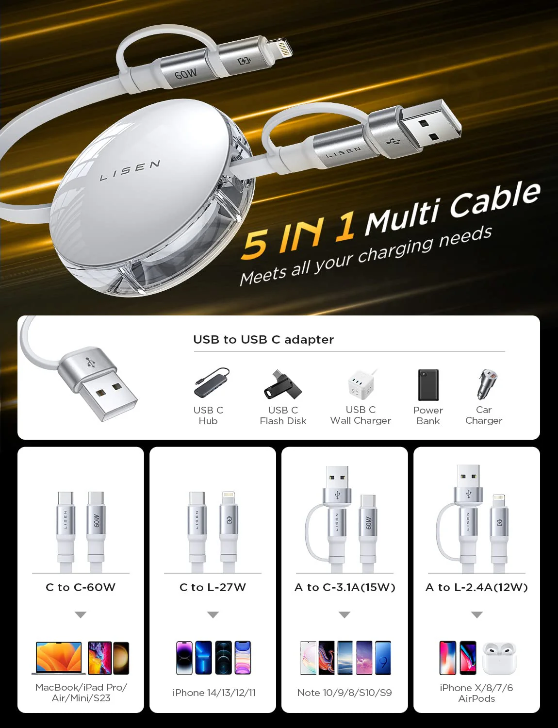 Lisen Multi Fast Charging Cable - Image 3