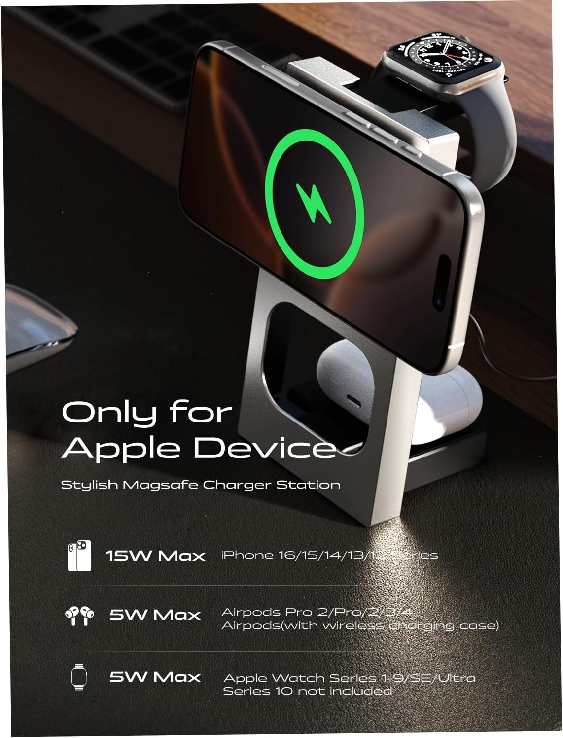 LISEN Qi2 3-in-1 15w MagSafe Charging Station - Image 7