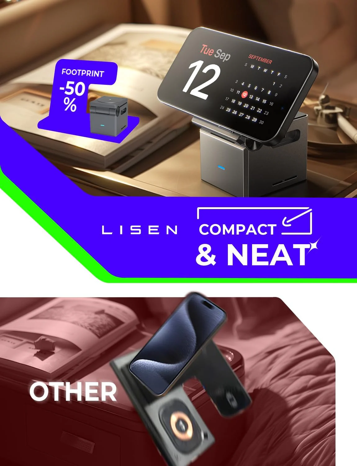 LISEN Qi2 3-in-1 MagSafe Foldable Charging Station - Image 9