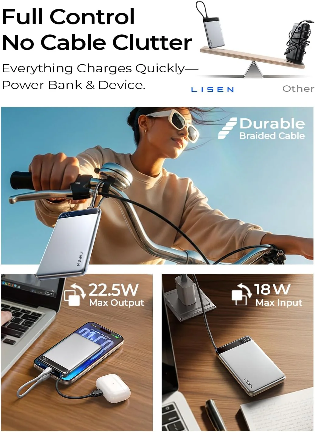 LISEN 0.5" Ultra Slim Power Bank 10000mAh - Image 7