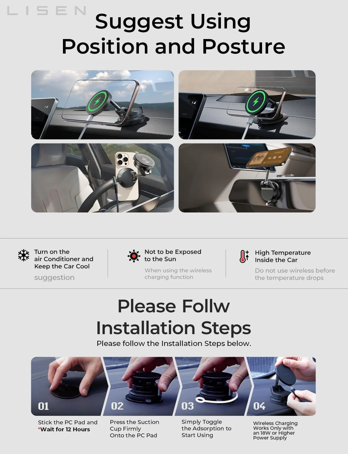 LISEN SuctionPro 15W MagSafe Car Mount Charger - Image 10