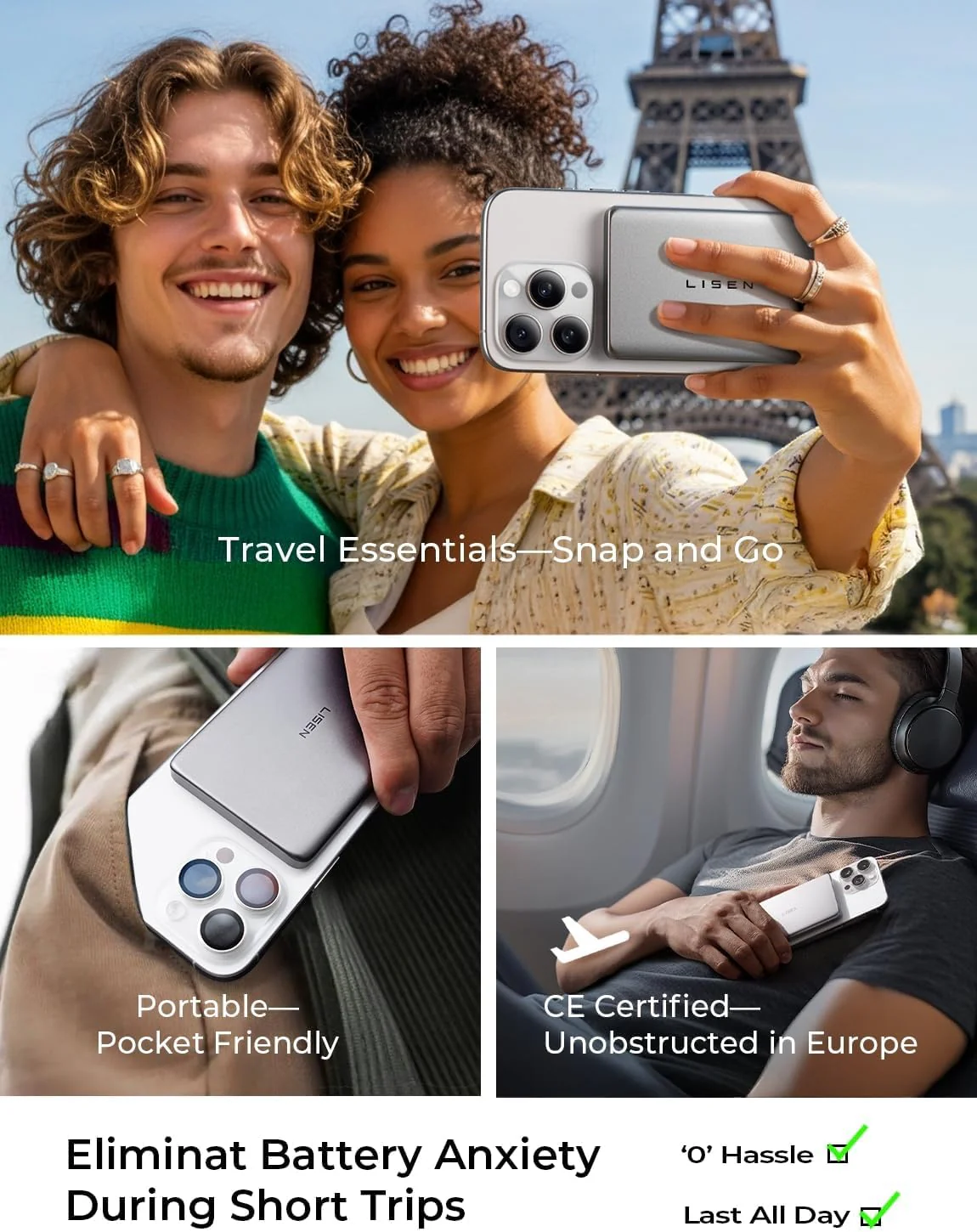 LISEN Ultra Slim 5000mAh Qi2 15w MagSafe Power Bank - Image 4