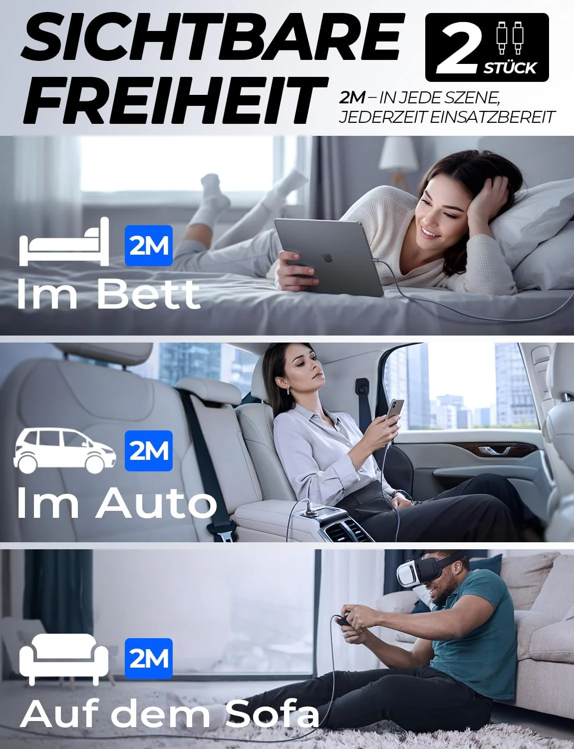 LISEN USB C to USB C Cable, 240W C to C Cable Fast Charging [6.6ft, 2-Pack] - Image 6