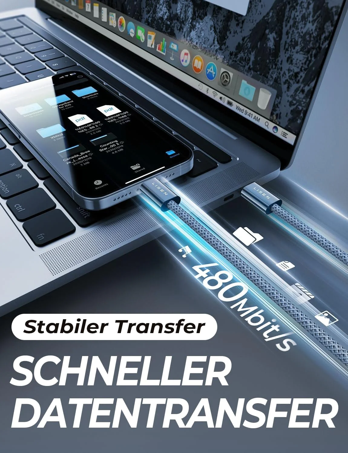 LISEN USB C to USB C Cable, 240W C to C Cable Fast Charging [6.6ft, 2-Pack] - Image 8