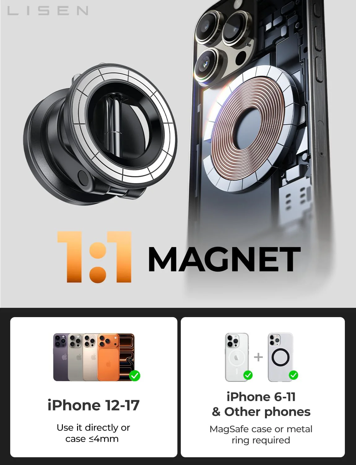 LISEN for Magsafe Car Mount, Magnetic Phone Holders for Your Car - Image 7